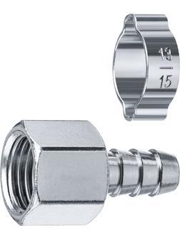 ЗУБР штуцер ″елочка″, 10 мм - 3/8″F, переходник с обжимным хомутом, Профессионал (64923-3/8-10)