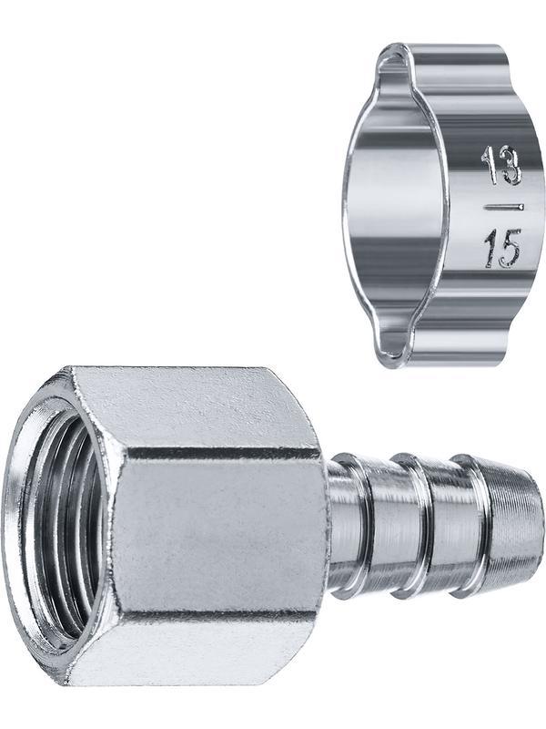 ЗУБР штуцер ″елочка″, 10 мм - 3/8″F, переходник с обжимным хомутом, Профессионал (64923-3/8-10)