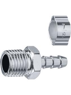 ЗУБР штуцер ″елочка″, 6 мм - 1/4″M, переходник с обжимным хомутом, Профессионал (64924-1/4-06)