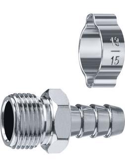 ЗУБР штуцер ″елочка″, 10 мм - 3/8″M, переходник с обжимным хомутом, Профессионал (64924-3/8-10)