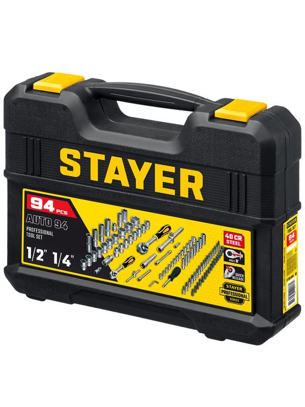 STAYER AUTO 94, 94 предм., (1/2″+1/4″), универсальный набор инструмента, Professional (27760-H94)