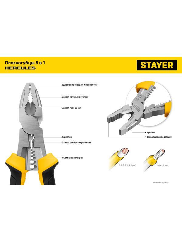 STAYER Hercules 8 в 1, 200 мм, плоскогубцы (22031)