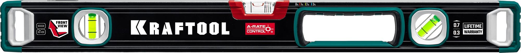 KRAFTOOL A-RATE CONTROL, 600 мм, точность 0.3 мм/м, с инновационным зеркальным глазком, сверхпрочный уровень (34986-60)