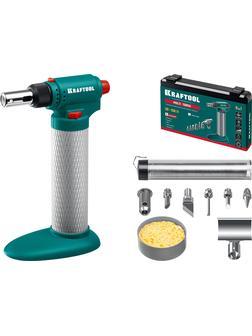 KRAFTOOL Multi torch, 30 - 150 Вт, 1300°С, набор 8 в 1: горелка, фен, пьезоподжиг, газовый паяльник (55506-H8)