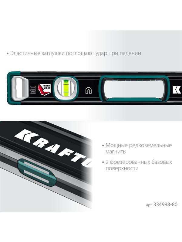 KRAFTOOL A-RATE CONTROL, 800 мм, точность 0.3 мм/м, с зеркальным глазком, сверхпрочный магнитный уровень (34988-80)