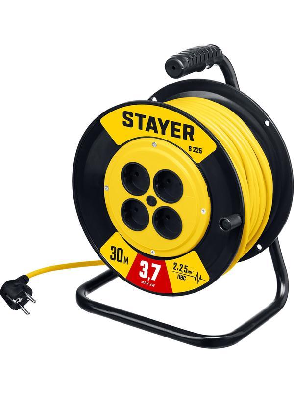 STAYER S-225, ПВС, 2 х 2.5 мм2, 30 м, 3750 Вт, силовой удлинитель на катушке (55070-30)