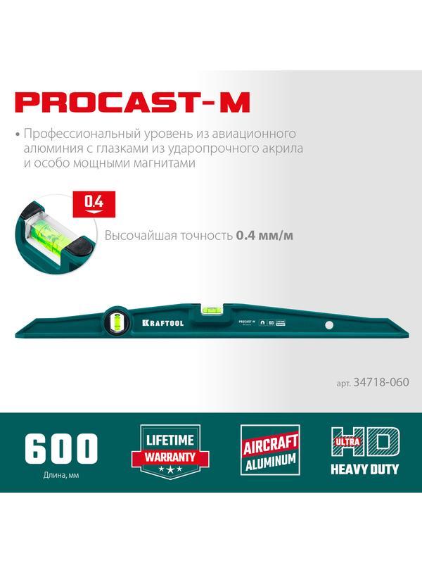 KRAFTOOL PROCAST-M, 600 мм, магнитный литой уровень (34718-060)