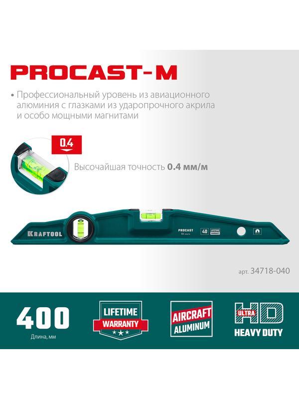 KRAFTOOL PROCAST-M, 400 мм, магнитный литой уровень (34718-040)