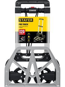 STAYER PROTruck, до 120 кг, из алюминиевого сплава, платформа 48.5 х 35 см, колеса d 16 см, вес 5 кг, складная хозяйственная тележка (38755-120)