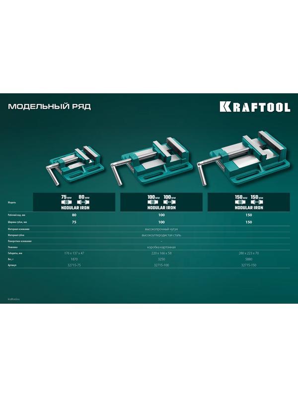 KRAFTOOL 75 мм, станочные сверлильные тиски (32715-75)