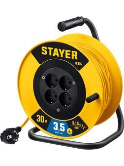 STAYER M-315, ПВС, 3 x 1.5 мм2, 30 м, 3500 Вт, силовой удлинитель на катушке (55078-30)