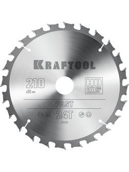 Пильный диск по дереву Kraftool Fast, 210 х 30 мм, 24Т (36950-210-30)