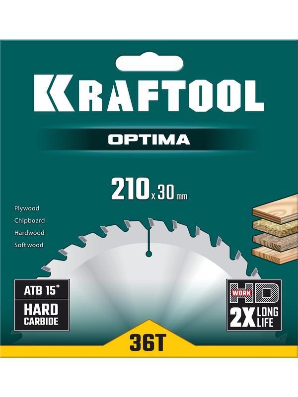 Пильный диск по дереву Kraftool Optima, 210 х 30 мм, 36Т (36951-210-30)