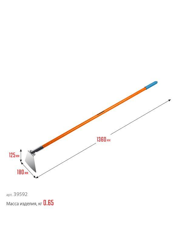 GRINDA PH-180 FIBER, 180 х 125 х 1360 мм, нержавеющая сталь, трапециевидный профиль, фибергласовый черенок, мотыга, PROLine (39592)