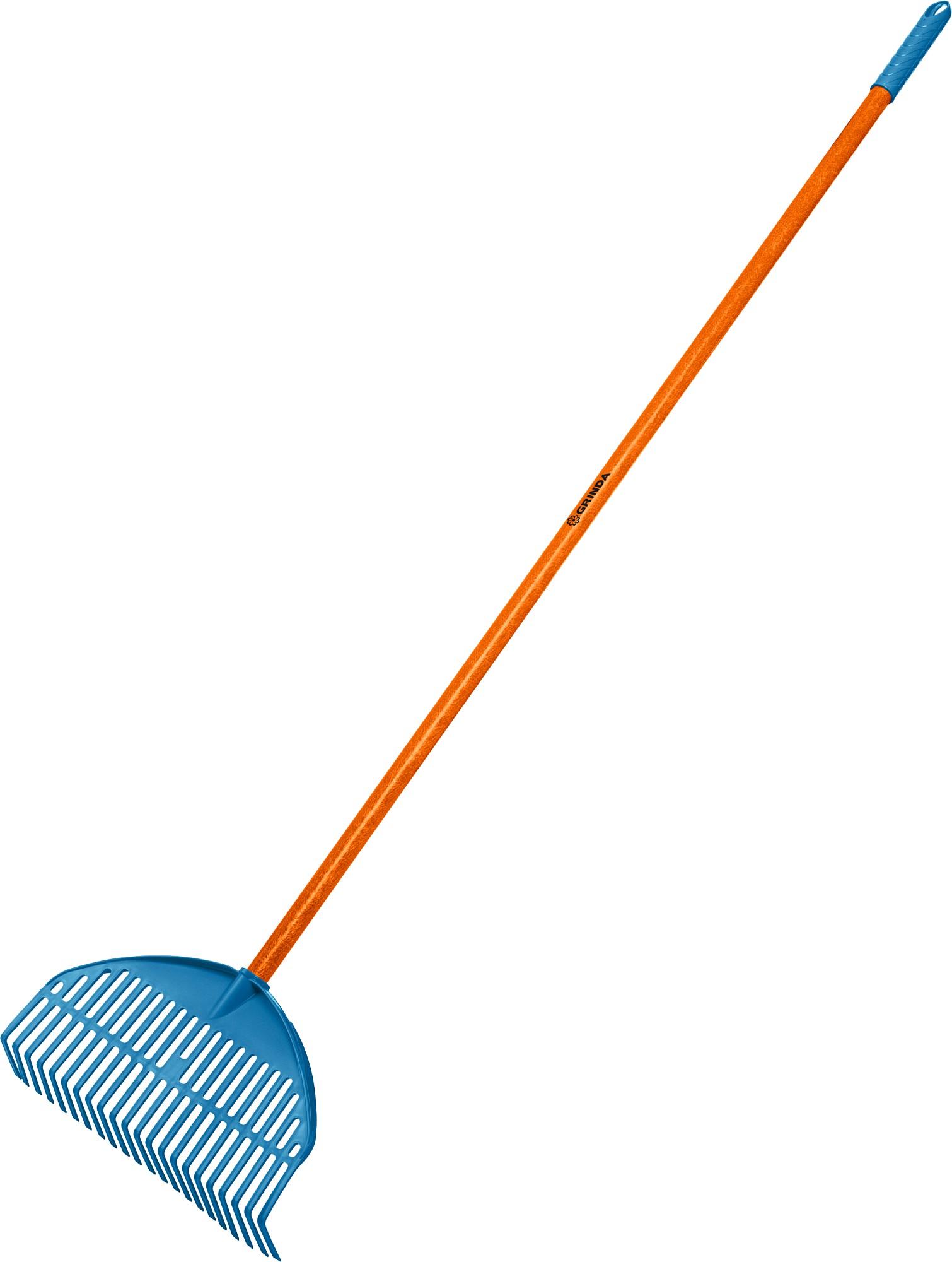 Грабли GRINDA PL-22 FIBER, 450 х 40 х 1460 мм, 22 зубца, ударопрочный пластик, фибергласовый черенок, грабли веерные пластиковые, PROLine (421818)