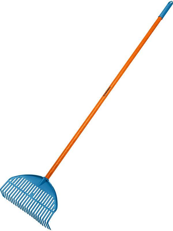 Грабли GRINDA PL-22 FIBER, 450 х 40 х 1460 мм, 22 зубца, ударопрочный пластик, фибергласовый черенок, грабли веерные пластиковые, PROLine (421818)