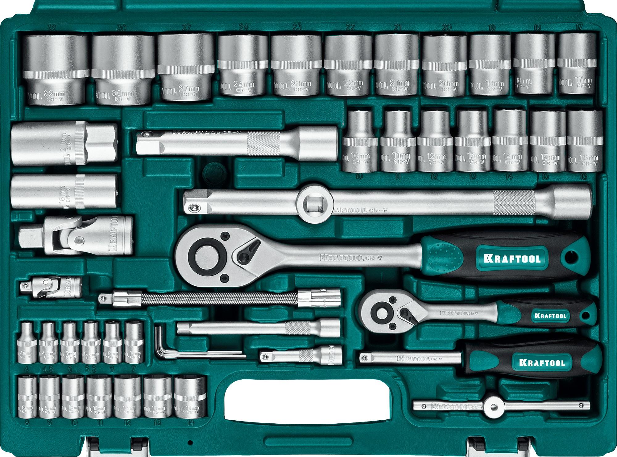 KRAFTOOL X-Drive 94, 94 предм., (1/2″+1/4″), универсальный набор инструмента (27883-H95)