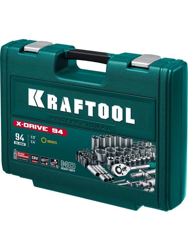 KRAFTOOL X-Drive 94, 94 предм., (1/2″+1/4″), универсальный набор инструмента (27883-H95)