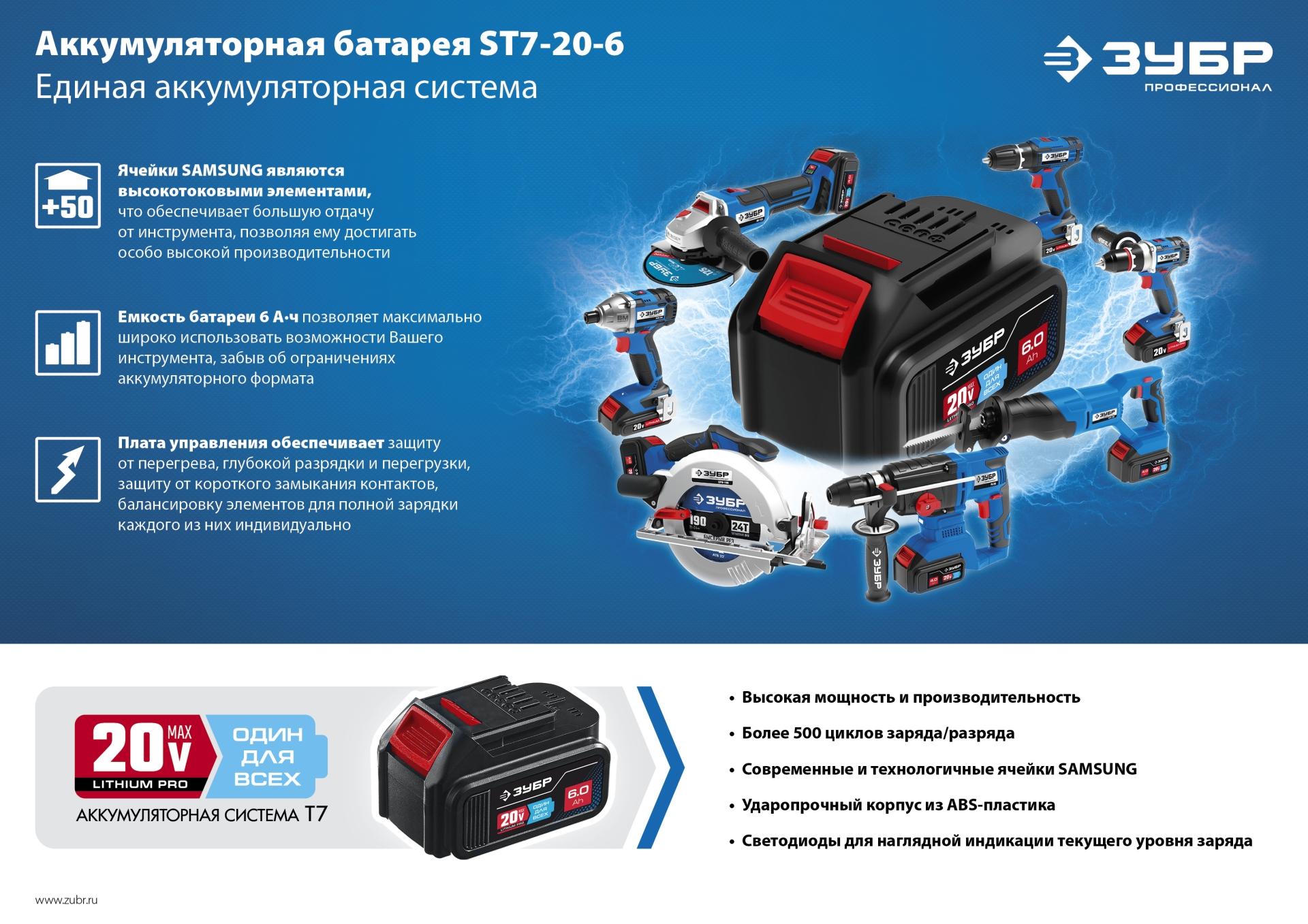 ЗУБР Т7, 20 В, 500 Н·м, без АКБ, бесщеточный гайковерт, Профессионал (GB-500)