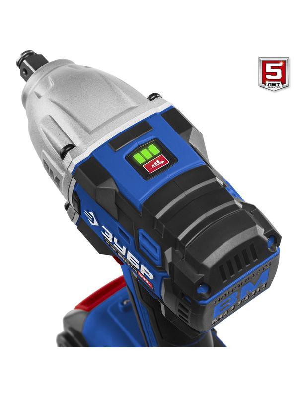 ЗУБР Т7, 20 В, 500 Н·м, 2 АКБ (4 А·ч), бесщеточный гайковерт, кейс, Профессионал (GB-500-42)