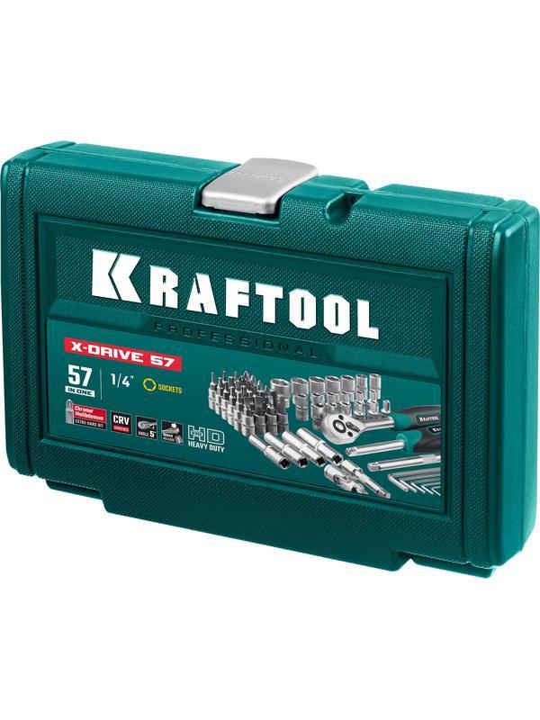 KRAFTOOL X-Drive, 57 предм., (1/4″), универсальный набор инструмента (27885-H57)