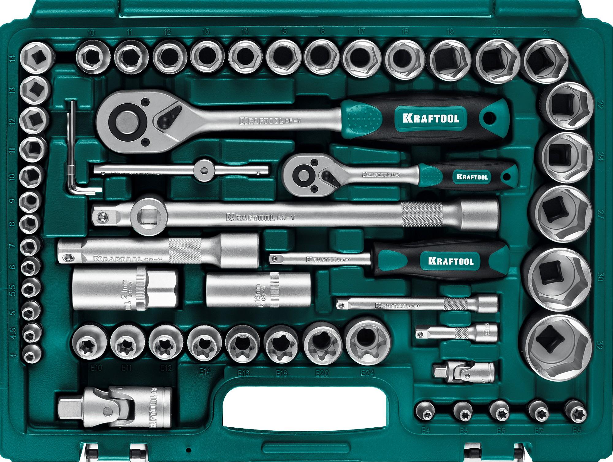 KRAFTOOL X-Drive 108, 108 предм., (1/2″+3/8″+1/4″), универсальный набор инструмента (27888-H108)