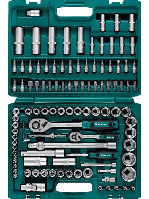 KRAFTOOL X-Drive 108, 108 предм., (1/2″+3/8″+1/4″), универсальный набор инструмента (27888-H108)