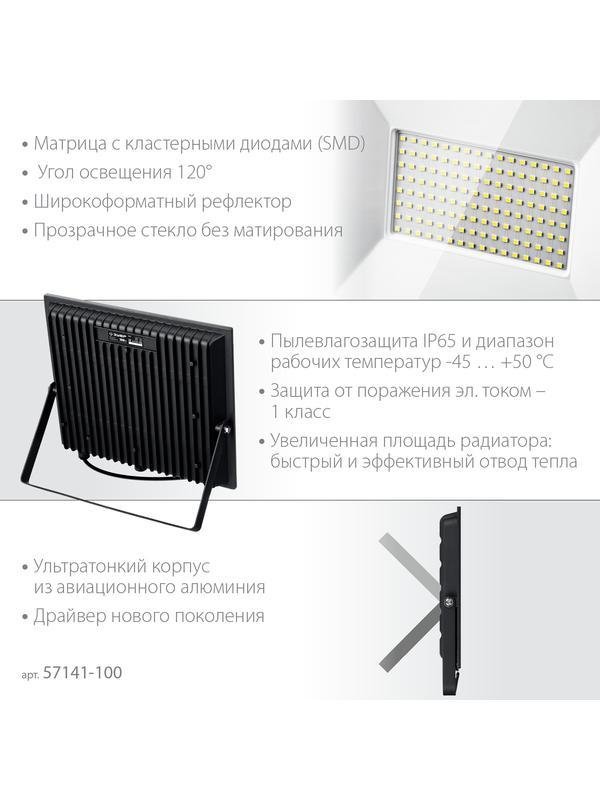 ЗУБР ПСК-100, 100 Вт, 6500 К, IP 65, светодиодный прожектор, Профессионал (57141-100)