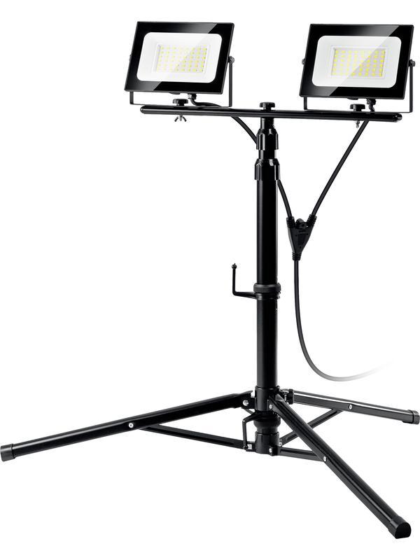 ЗУБР ПСК 50х2, 2 х 50 Вт, 6500 К, IP 65, 1.6 м, светодиодные прожекторы на штативе, Профессионал (57145-2-50)