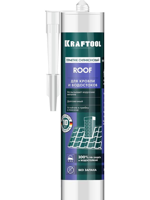 KRAFTOOL ROOF, 300 мл, прозрачный, кровельный силиконовый герметик (41258-2)