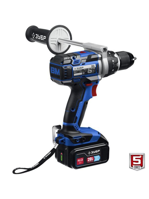 ЗУБР Т7, 20 В, 100 Н·м, 2 АКБ (4 А·ч), бесщеточная дрель-шуруповерт, кейс, Профессионал (DB-211-42)