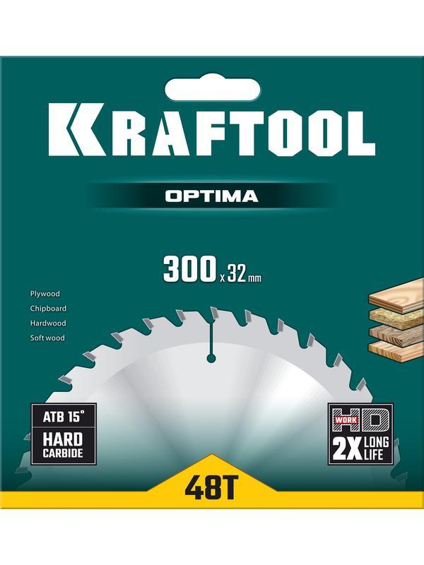 Пильный диск по дереву Kraftool Optima, 300 х 32 мм, 48Т (36951-300-32)