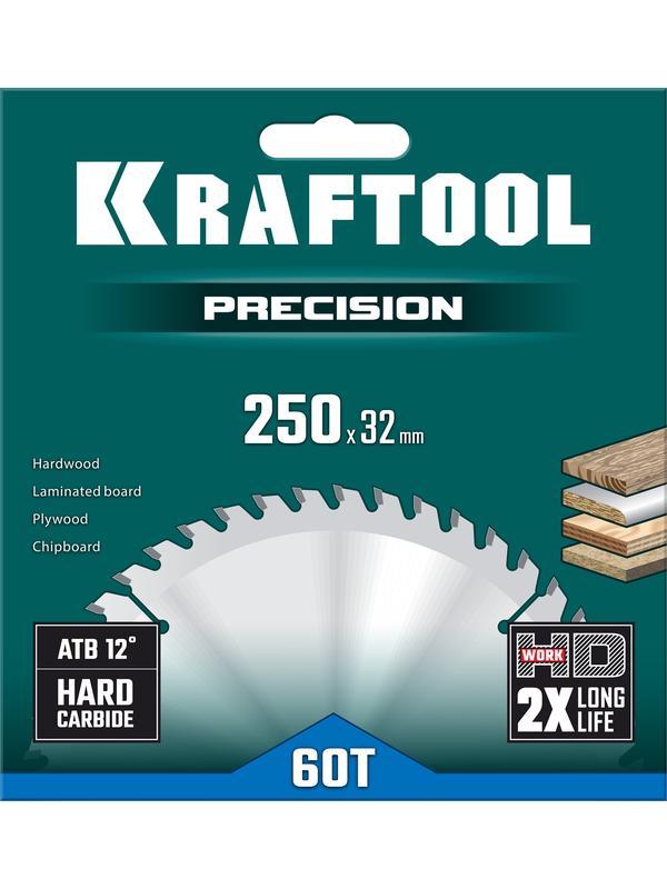 Пильный диск по дереву Kraftool Precision, 250 х 32 мм, 60Т (36952-250-32)