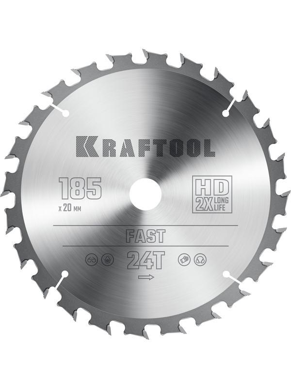 Пильный диск по дереву Kraftool Fast, 185 х 20 мм, 24Т (36950-185-20)