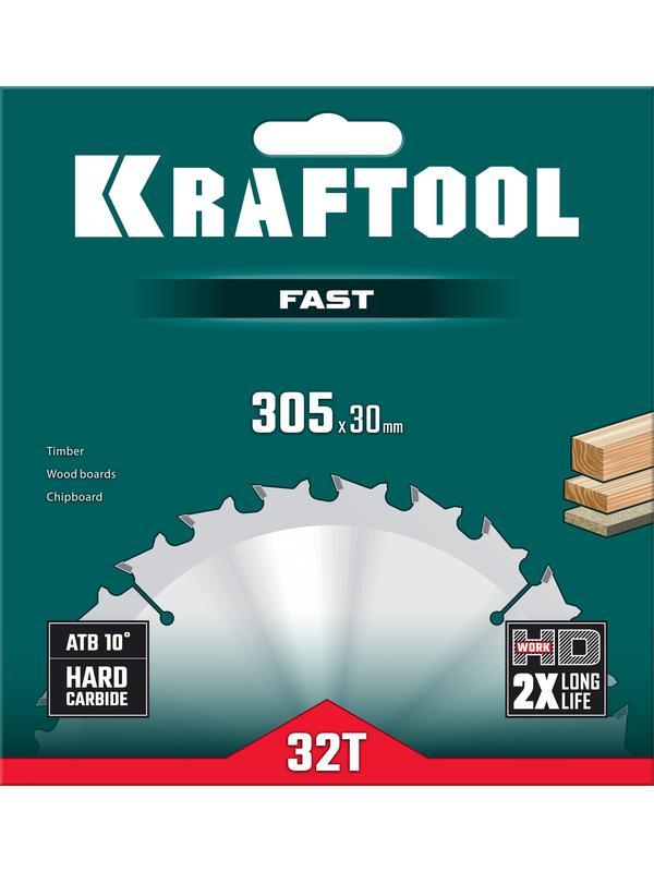 Пильный диск по дереву Kraftool Fast, 305 х 30 мм, 32Т (36950-305-30)