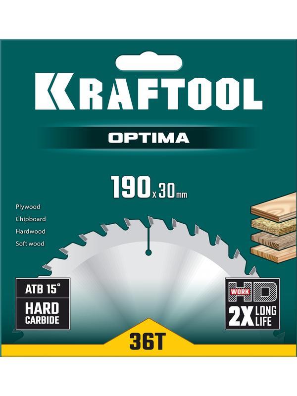 Пильный диск по дереву Kraftool Optima, 190 х 30 мм, 36Т (36951-190-30)