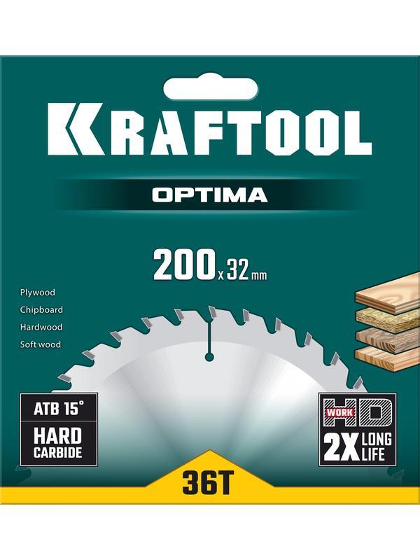 Пильный диск по дереву Kraftool Optima, 200 х 32 мм, 36Т (36951-200-32)