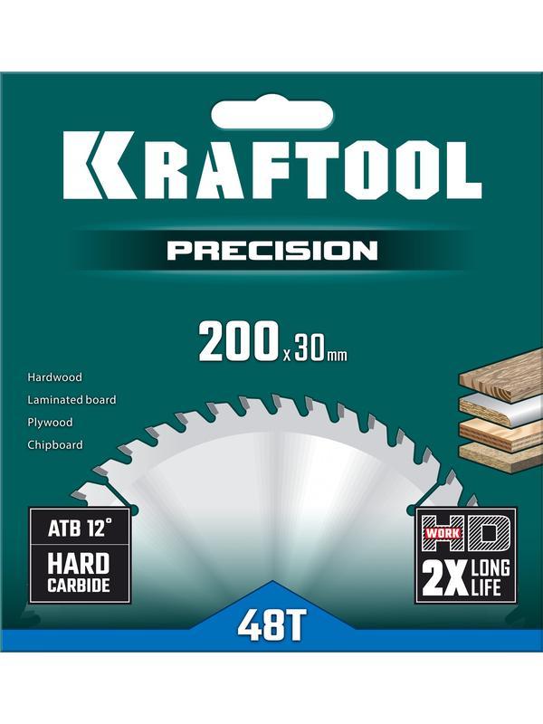 Пильный диск по дереву Kraftool Precision, 200 х 30 мм, 48Т (36952-200-30)