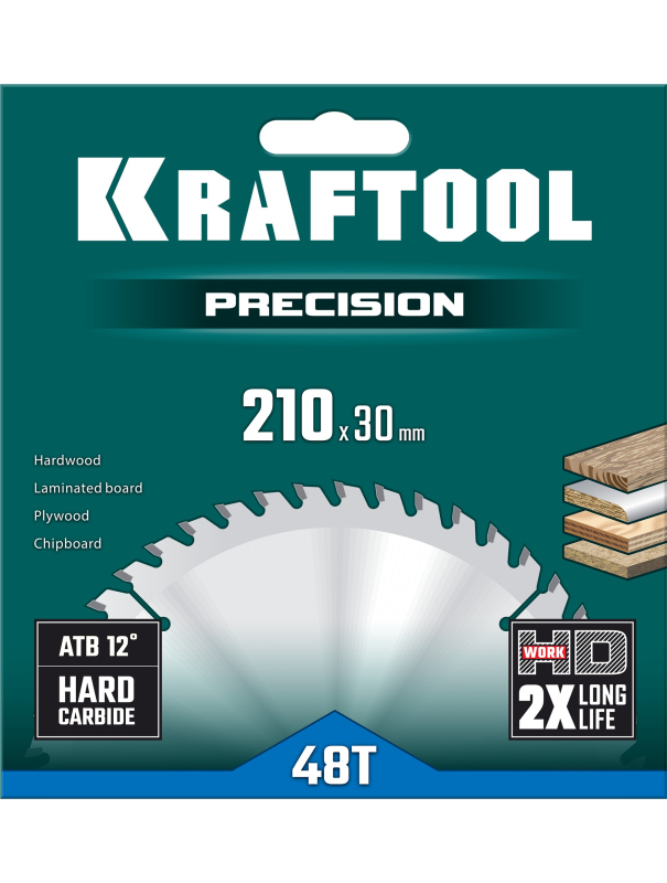 Пильный диск по дереву Kraftool Precision 36952-210-30, 48Т / 210 х 30 мм.