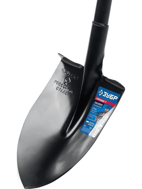 Лопата штыковая ЗУБР ПРОФИ-7, 275х205х1200 мм, полотно рессорная сталь 1.6мм закалено, стальной изог.черенок с ручкой