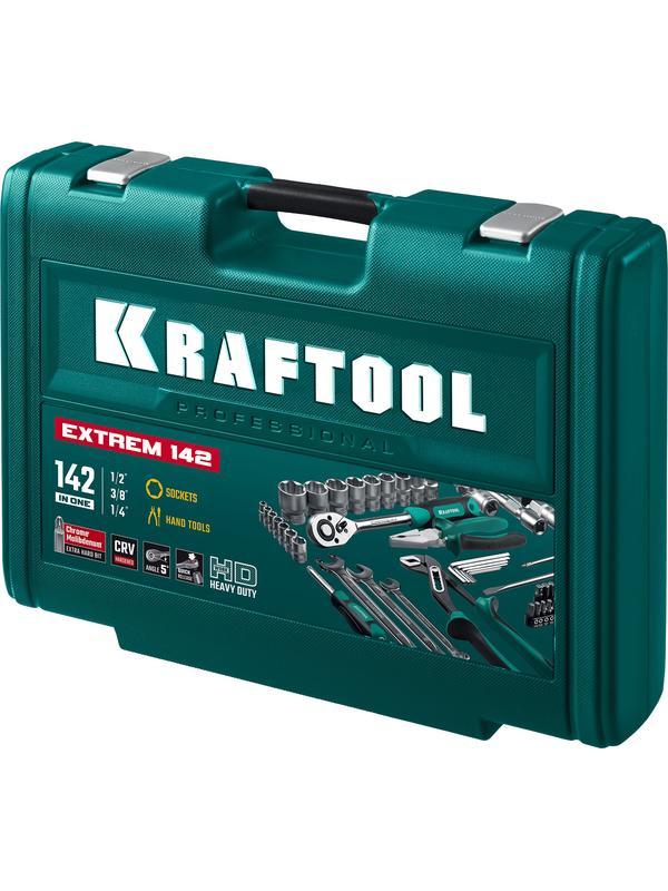 KRAFTOOL EXTREM-142, 142 предм., (1/2″+3/8″+1/4″), универсальный набор инструмента (27889-H142)