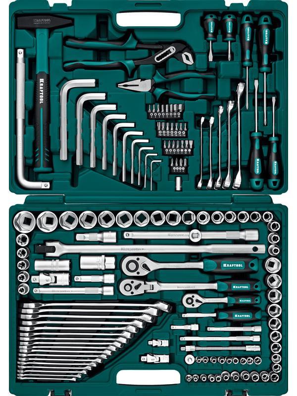 KRAFTOOL EXTREM-142, 142 предм., (1/2″+3/8″+1/4″), универсальный набор инструмента (27889-H142)