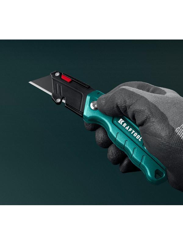 KRAFTOOL Helfer, компактный складной нож с трапециевидным лезвием, тип А24 (09242)