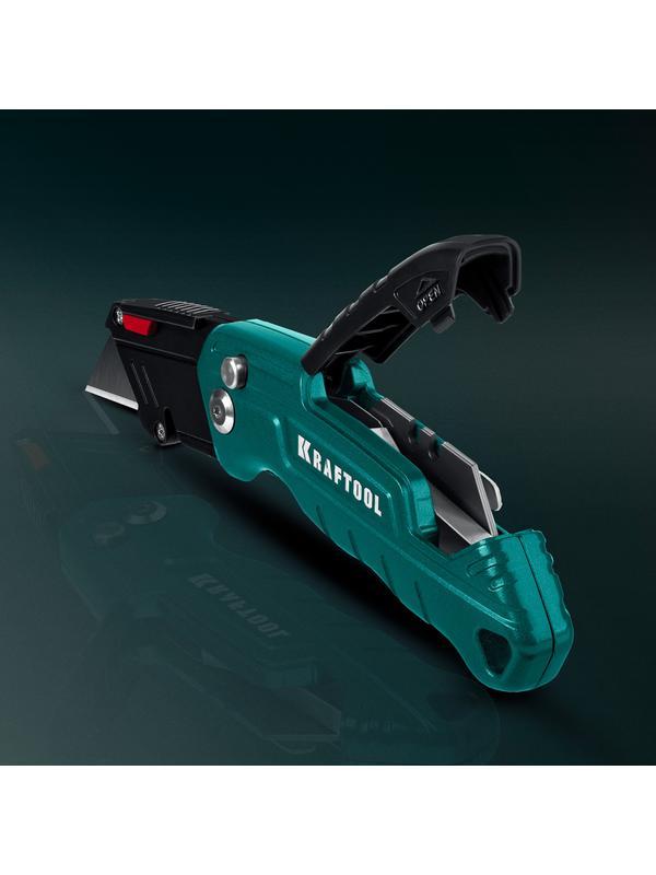 KRAFTOOL Helfer, компактный складной нож с трапециевидным лезвием, тип А24 (09242)