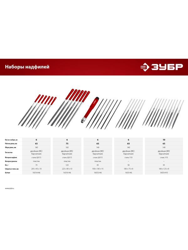 ЗУБР 6 шт, 140 мм, набор надфилей в чехле (1605-H6)