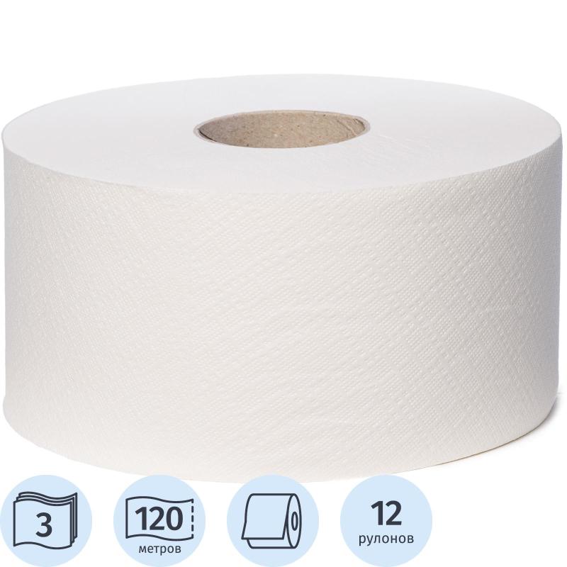 Бумага туалетная д/дисп Focus Jumbo Premium 3слцел120м 12рул/уп 5077831_КРД