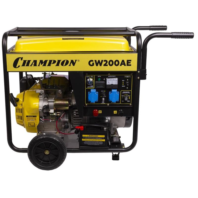 Генератор бензиновый сварочн. CHAMPION 4.5кВт, эл.стартер, колеса (GW200AE)