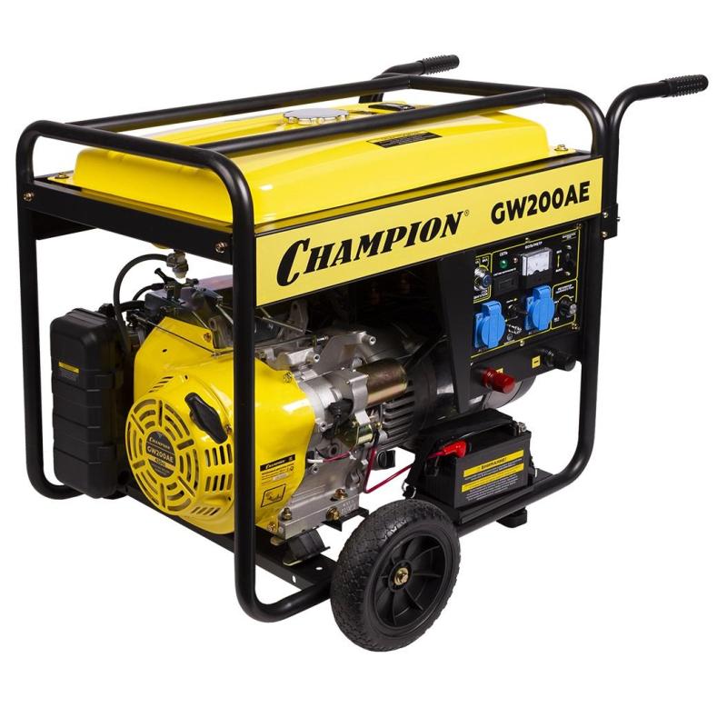 Генератор бензиновый сварочн. CHAMPION 4.5кВт, эл.стартер, колеса (GW200AE)