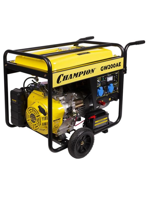 Генератор бензиновый сварочн. CHAMPION 4.5кВт, эл.стартер, колеса (GW200AE)