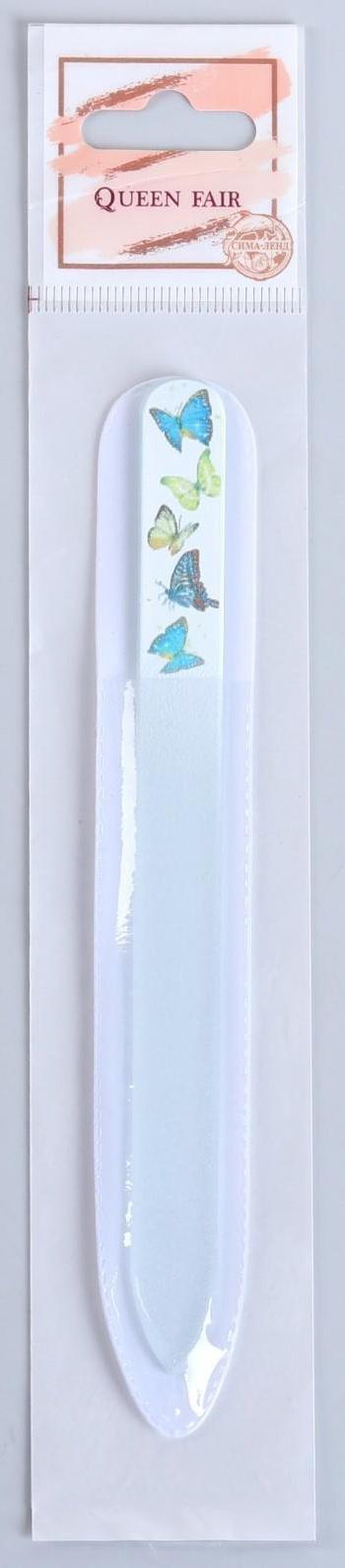 Пилка стеклянная для ногтей «Бабочки», 14 см, в чехле, цвет МИКС